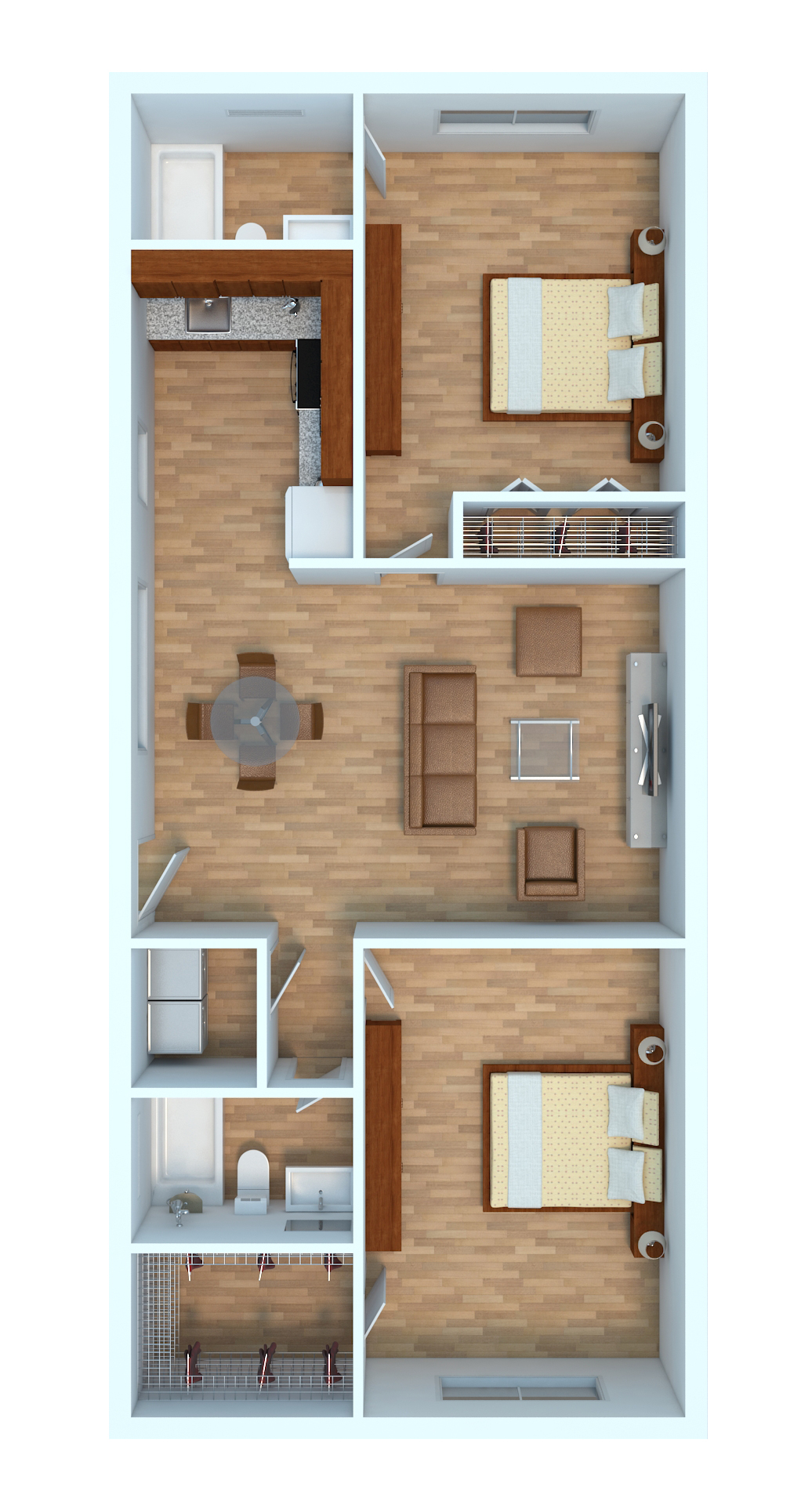 A square feet property with rooms, baths, a kitchen, living area, and washer/dryer