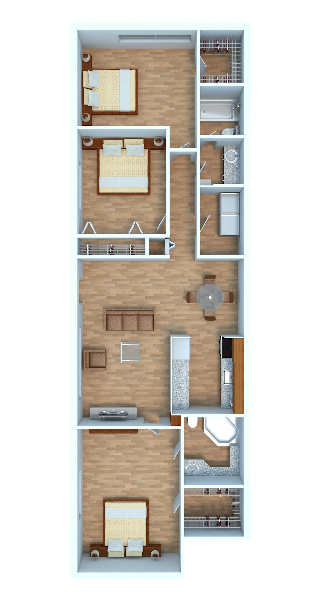 A square feet property with rooms, baths, a kitchen, living area, and washer/dryer